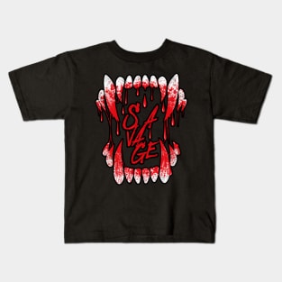 Scary Wolf Fangs With Blood Kids T-Shirt